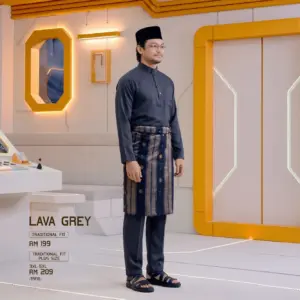 Baju Melayu Traditional Fit - lava Grey