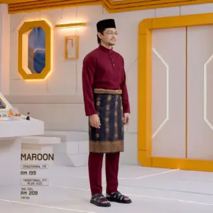 Baju Melayu Traditional Fit - Maroon