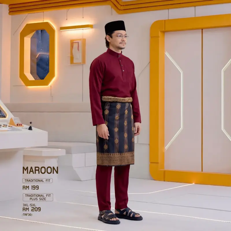 Baju Melayu Traditional Fit - Maroon