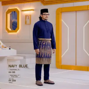 Baju Melayu Traditional Fit - Navy Blue