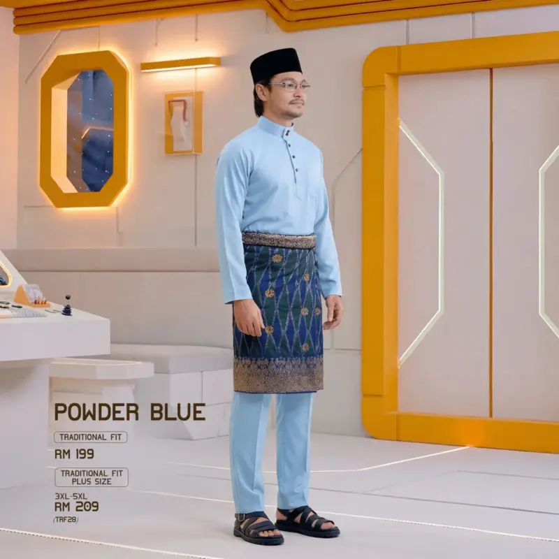 Baju Melayu Traditional Fit - Powder Blue