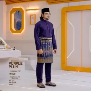 Baju Melayu Traditional Fit - Purple Plum