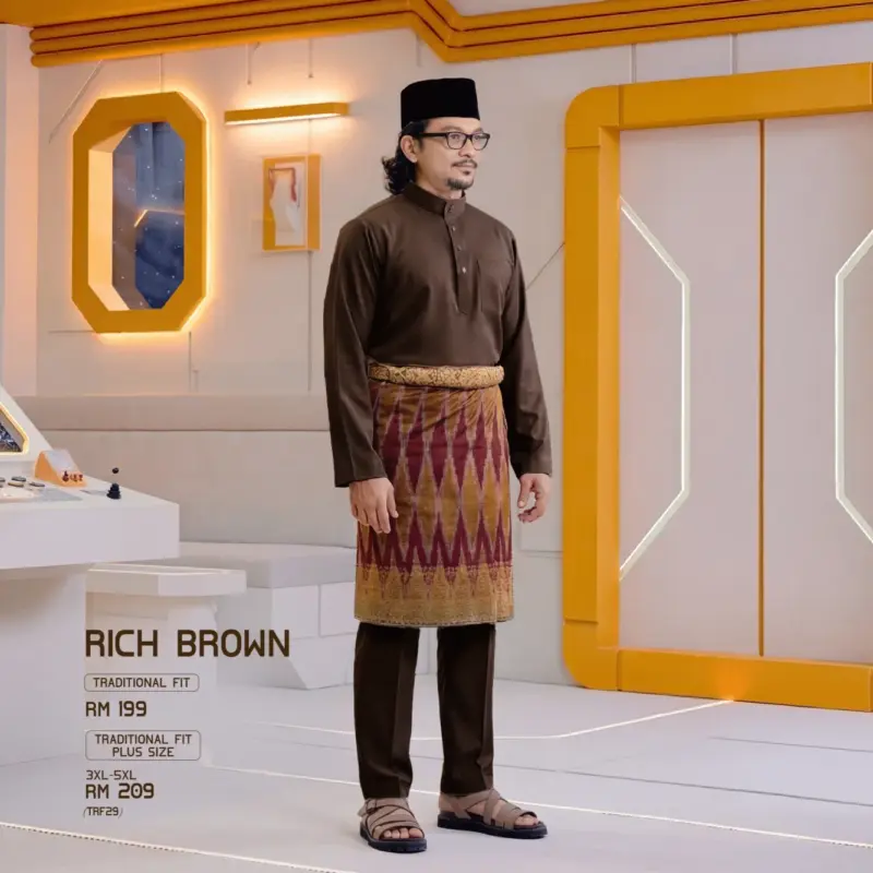 Baju Melayu Traditional Fit - Rich Brown