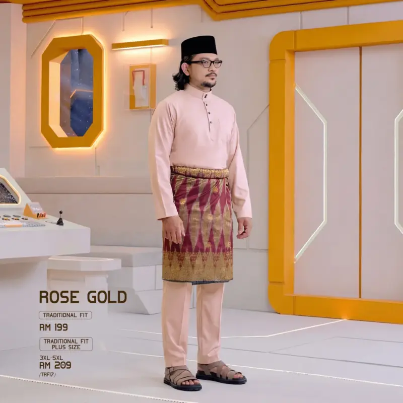 Baju Melayu Traditional Fit - Rose Gold