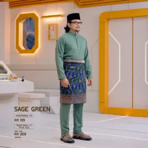 Baju Melayu Traditional Fit - Sage Green