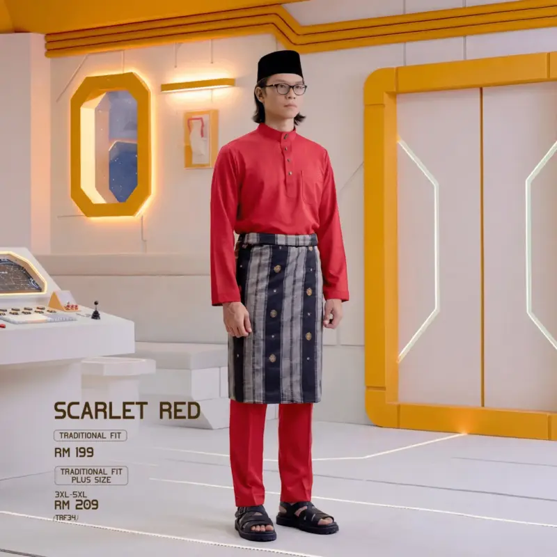 Baju Melayu Traditional Fit - Scarlet Red