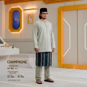 Baju Melayu Teluk Belanga Plus Size - Champagne