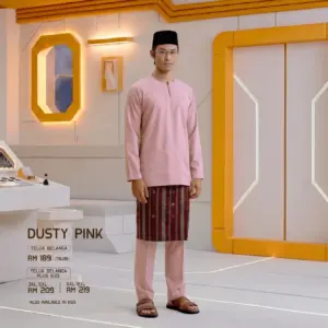 Baju Melayu Teluk Belanga Plus Size - Dusty Pink