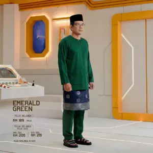 Baju Melayu Teluk Belanga Plus Size - Emerald Green