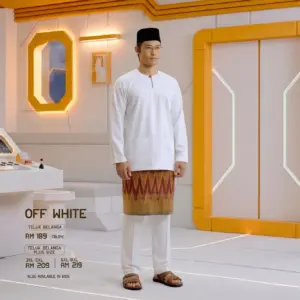 Baju Melayu Teluk Belanga Plus Size - Off White