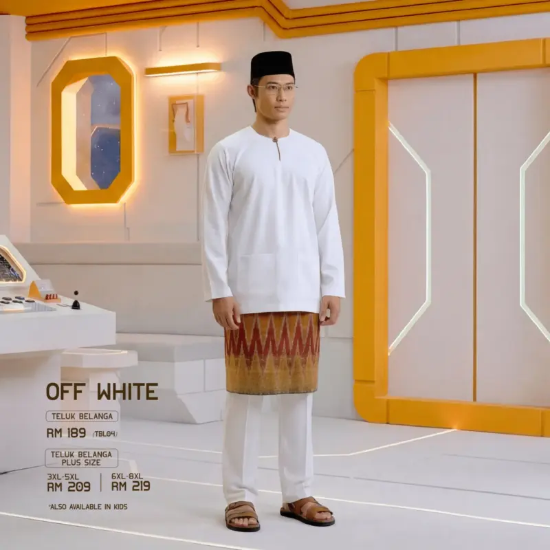 Baju Melayu Teluk Belanga Plus Size - Off White