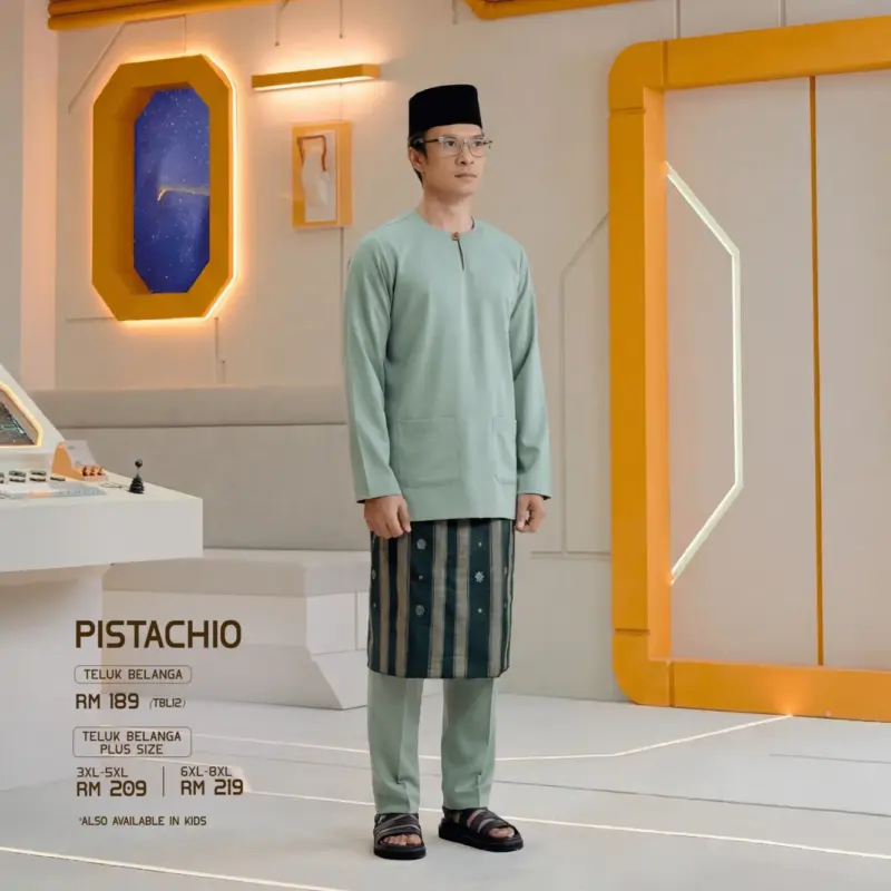 Baju Melayu Teluk Belanga Plus Size - Pistachio