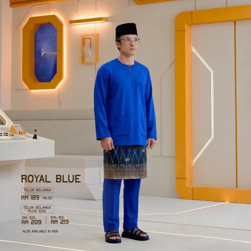 Baju Melayu Teluk Belanga Plus Size - Royal Blue