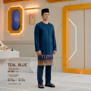 Baju Melayu Teluk Belanga Plus Size - Teal Blue